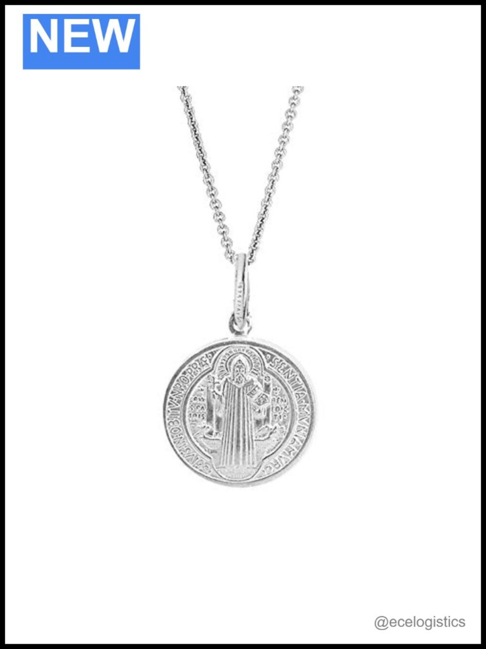 Sterling Silver Saint Benedict Medallion 16in Cable Necklace